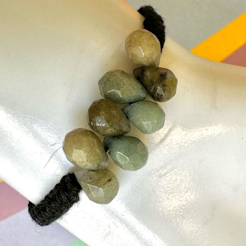 American Eagle Outfitters green beaded black cord bracelet